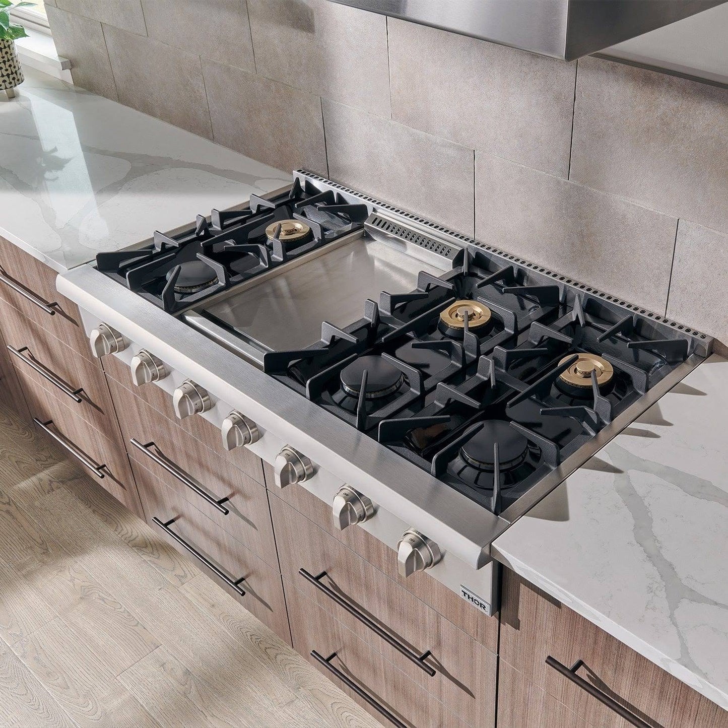 Thor Kitchen 48 In. Propane Gas Range-top in Stainless Steel