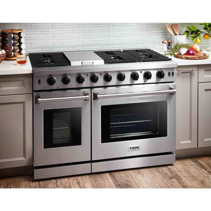 Thor Kitchen 48-inch 6.8 cu. ft. Double Oven Gas Range in Stainless Steel