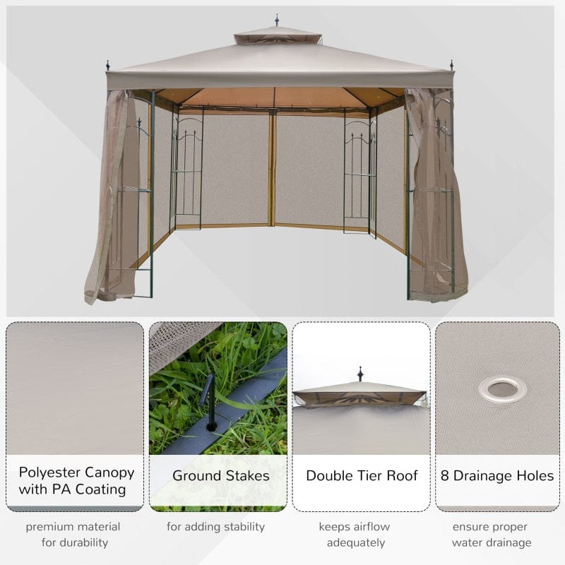 Outsunny 10' x 10' Steel Outdoor Patio Gazebo Canopy - 84C-028BN