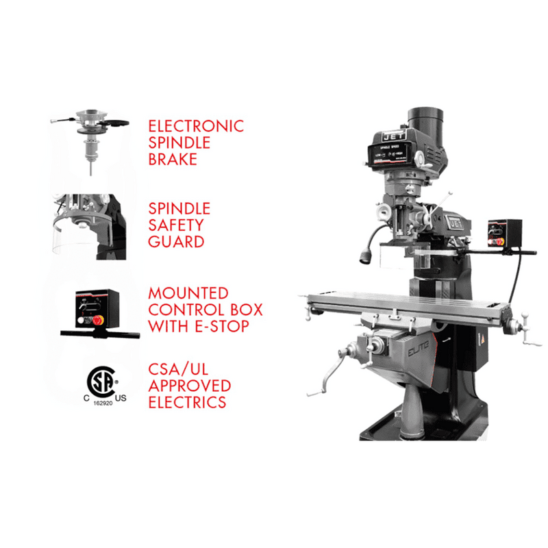 JET Elite ETM-949 Mill with X, Y-Axis JET Powerfeeds - JT9-894113