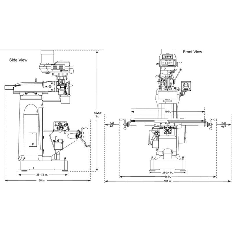 JET Elite ETM-949 Mill with X, Y-Axis JET Powerfeeds - JT9-894113