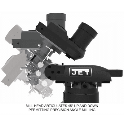 JET Elite ETM-949 Mill with 2-Axis ACU-RITE 303 DRO and X, Y-Axis JET Powerfeeds and USA Made Air Draw Bar - JT9-894132