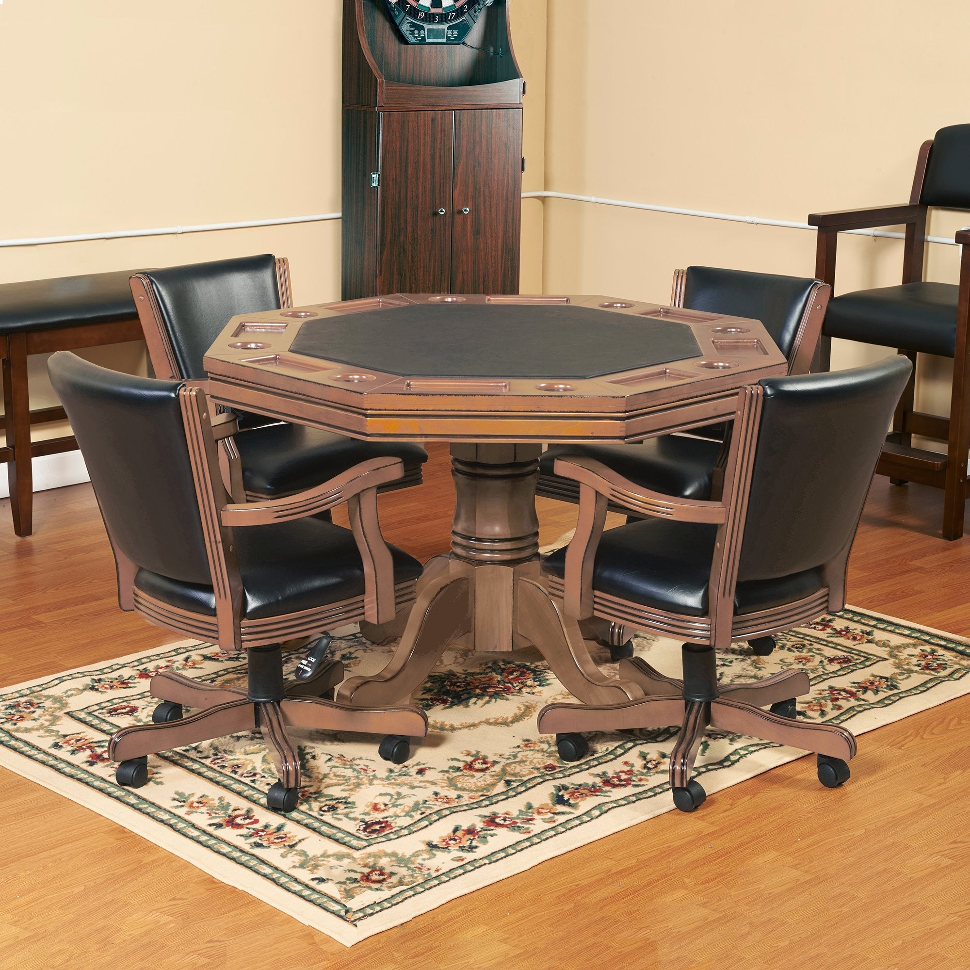 Hathaway Kingston Oak 3 in 1 Poker Table Set with Chairs - Bg2351