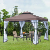 Outsunny 10'x10' Outdoor Gazebo, Double Tiered Canopy Tent - 01-0153