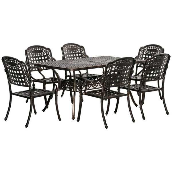 Outsunny 7-Piece Patio Dining Set, Cast Aluminum Outdoor Furniture Set - 84B-780