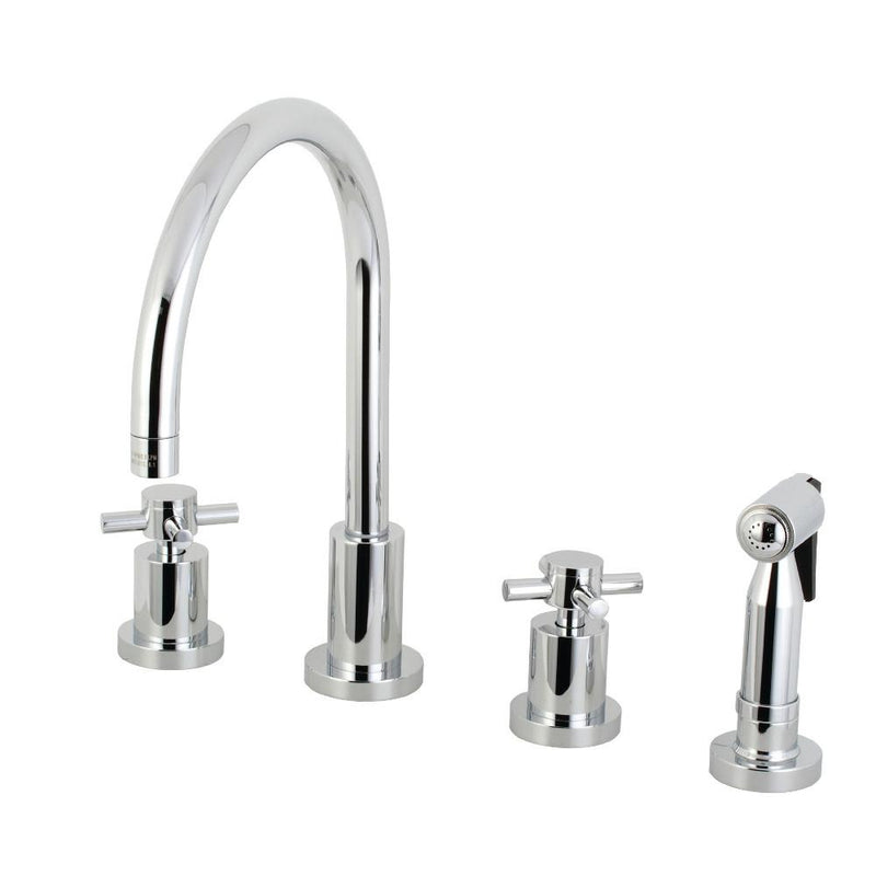 Kingston Brass Concord 8 in. Widespread Kitchen Faucet with Brass Sprayer - KS8726DXBS