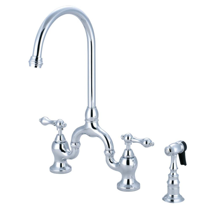 Kingston Brass English Country Kitchen Bridge Faucet with Brass Sprayer -KS7792ALBS