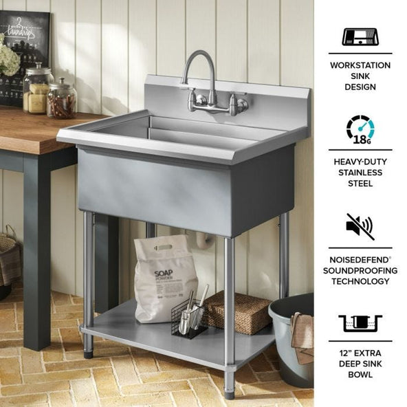 Kraus 32" Free Standing Stainless Steel Utility Sink - KWS100-32