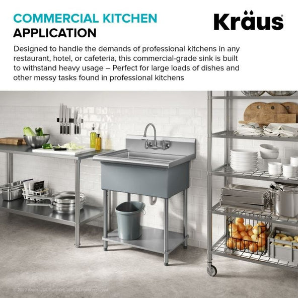 Kraus 32" Free Standing Stainless Steel Utility Sink - KWS100-32