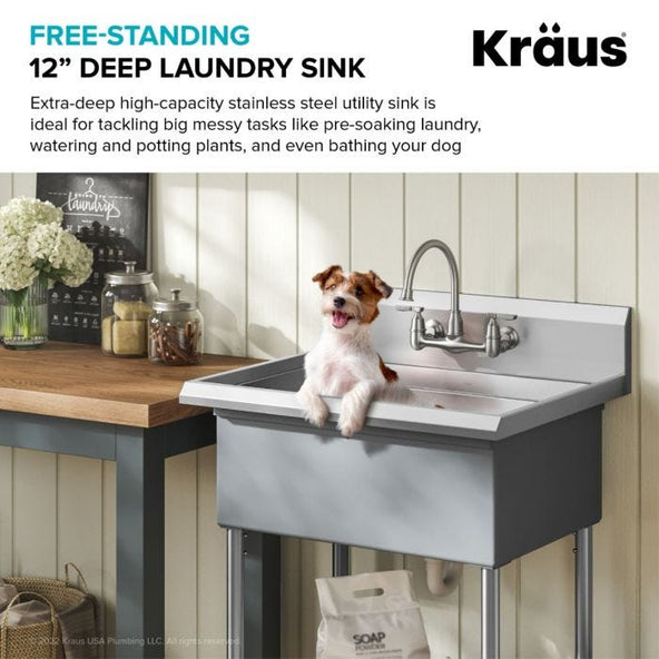 Kraus 32" Free Standing Stainless Steel Utility Sink - KWS100-32