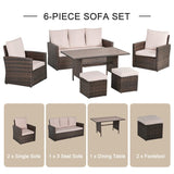 Outsunny 6 Piece Patio Dining Set All Weather Rattan Wicker Furniture Set - 861-040