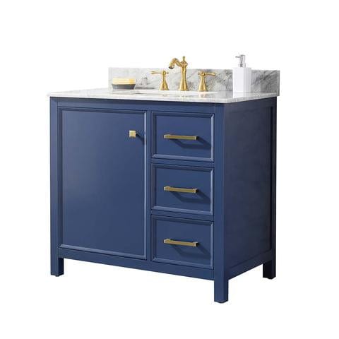 Legion Furniture 36" Blue Finish Sink Vanity Cabinet With Carrara White Top WLF2136-B - Backyard Provider