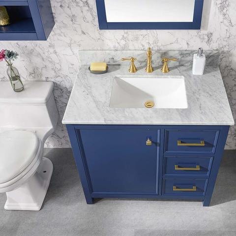 Legion Furniture 36" Blue Finish Sink Vanity Cabinet With Carrara White Top WLF2136-B - Backyard Provider