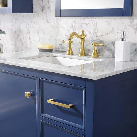 Legion Furniture 36" Blue Finish Sink Vanity Cabinet With Carrara White Top WLF2136-B - Backyard Provider