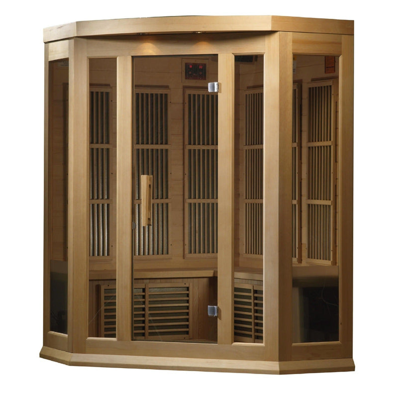 Maxxus 3-Person Corner Low EMF Under 8MG FAR Infrared Sauna Canadian Hemlock