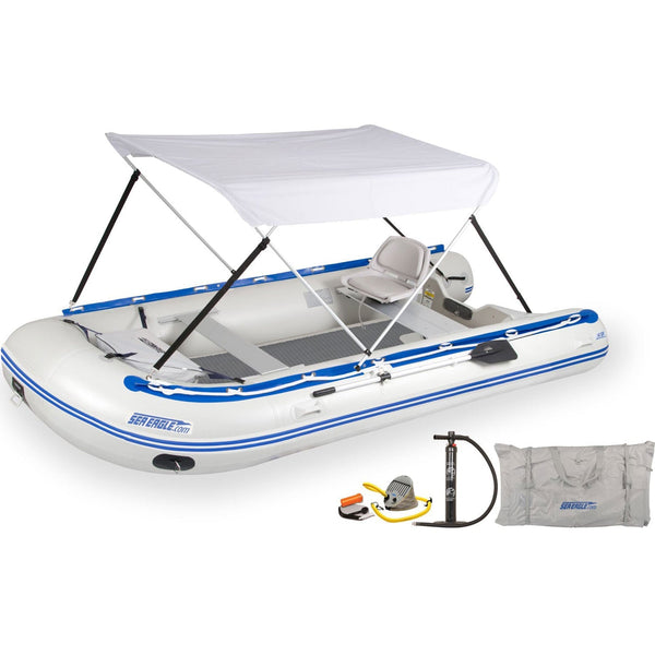 Sea Eagle 14' Sport Runabout Swivel Seat Canopy Drop Stitch Inflatable Raft Package