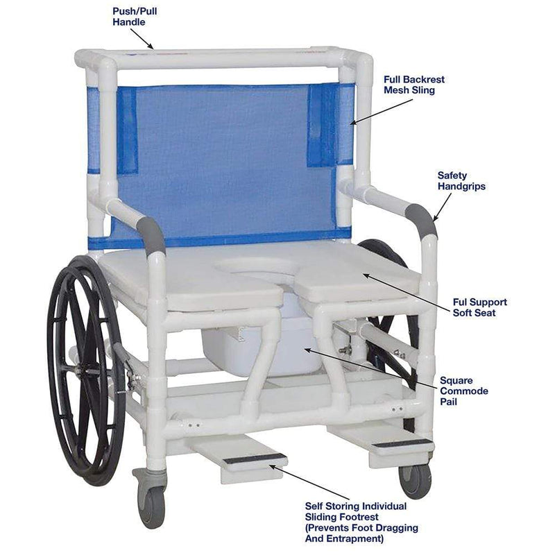 MJM Bariatric Self-Propelled Aquatic/rehab Shower Transport Chair 140-26-BAR-24W