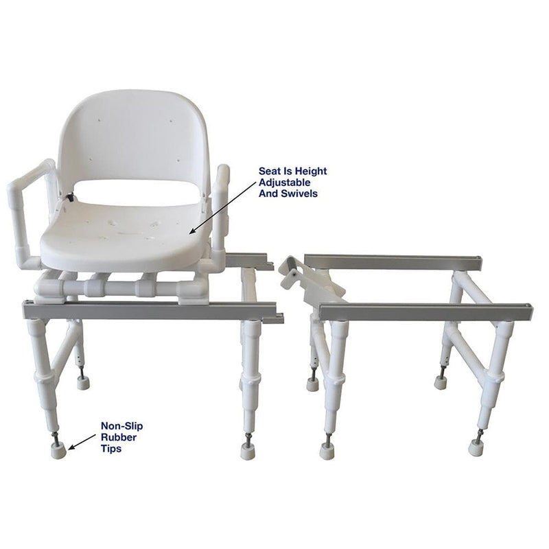 MJM Echo Dual Stationary Sliding Shower/transfer Chair with Swivel Seat and Arms - E118-TSLIDE