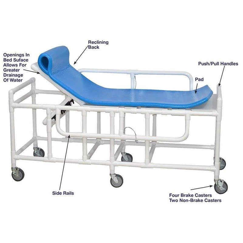 MJM High Density Polyethylene Bed Surface Shower Gurney 911-HDPE