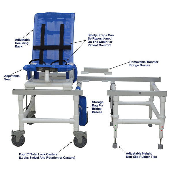 MJM One Step Locking System Articulating Dual Shower/transfer Chair - D191-M-A-SLIDE-N