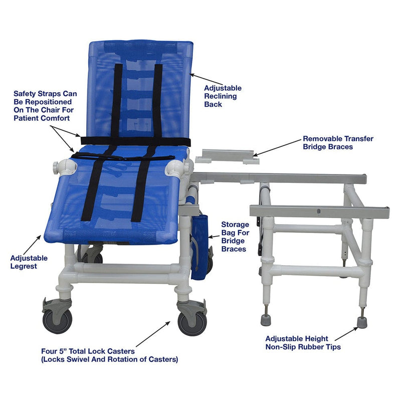 MJM Total Lock Casters Dual Shower/transfer Chair - D197-5-M-SLIDE-N