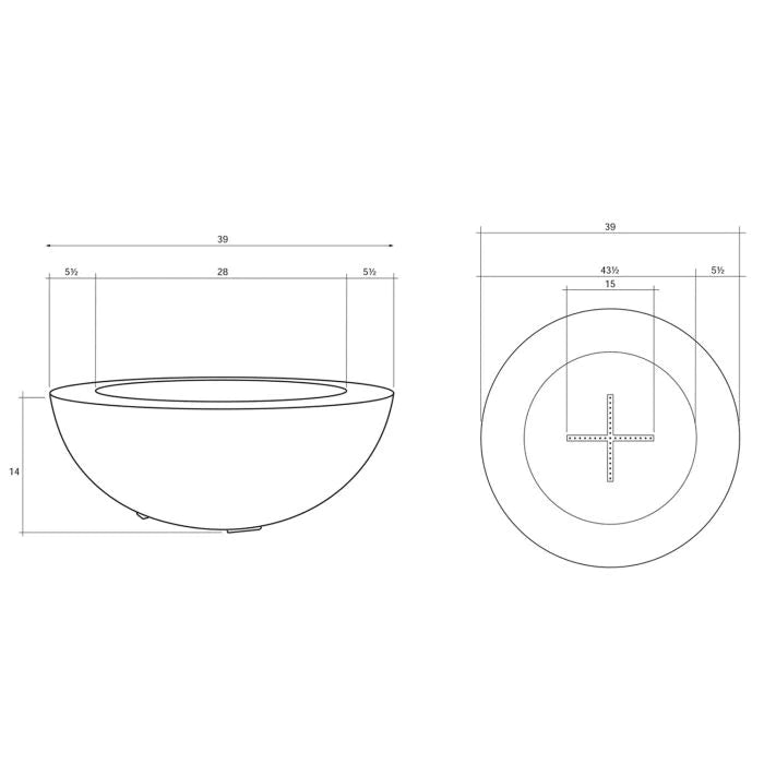 Prism Hardscapes 39" Moderno 6 Fire Bowl with Free Cover - Ph-440-4ng_91a0