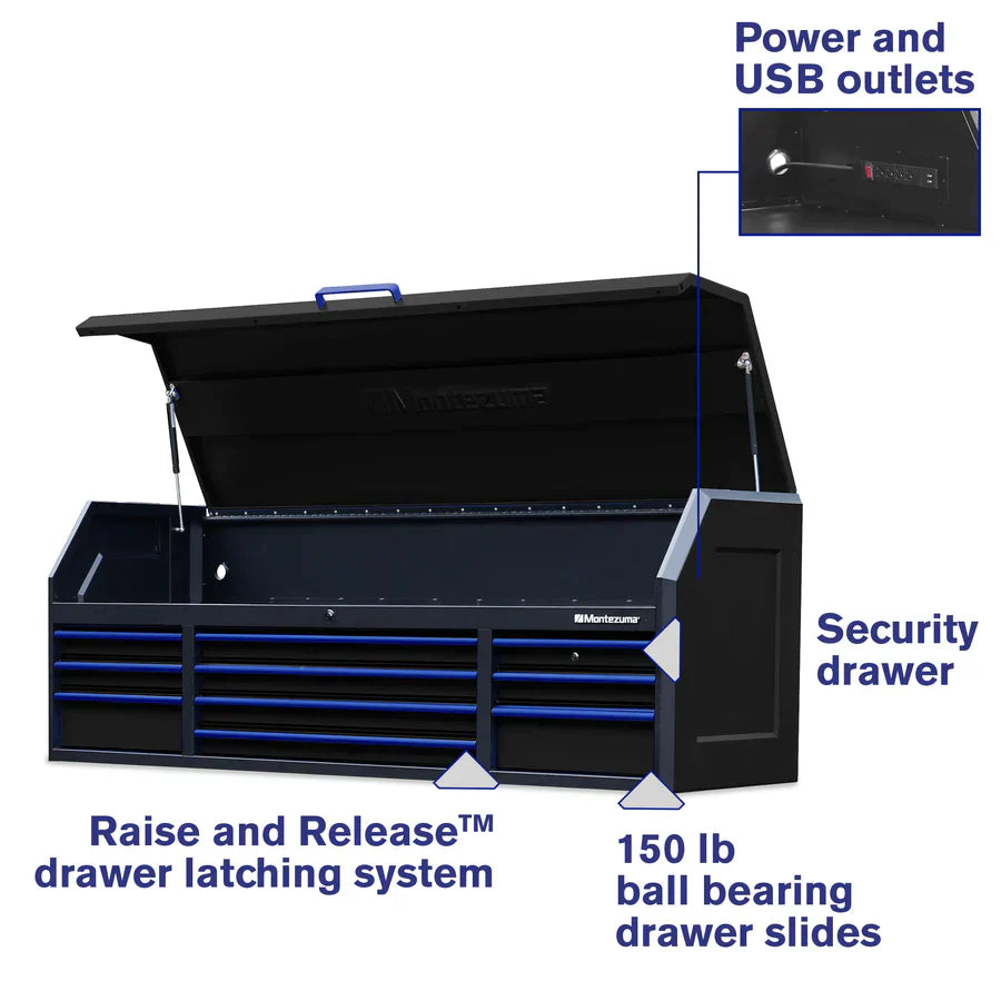 Montezuma 72" x 20" 10-Drawer Tool Chest BKM722010CH - Backyard Provider