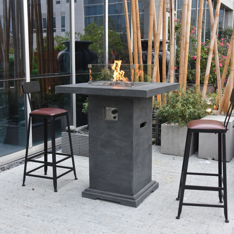 Elementi Montreal 34 in. x 34 in. Square Concrete Liquid Propane Fire Pit OFG221