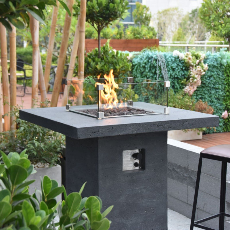 Elementi Montreal 34 in. x 34 in. Square Concrete Liquid Propane Fire Pit OFG221