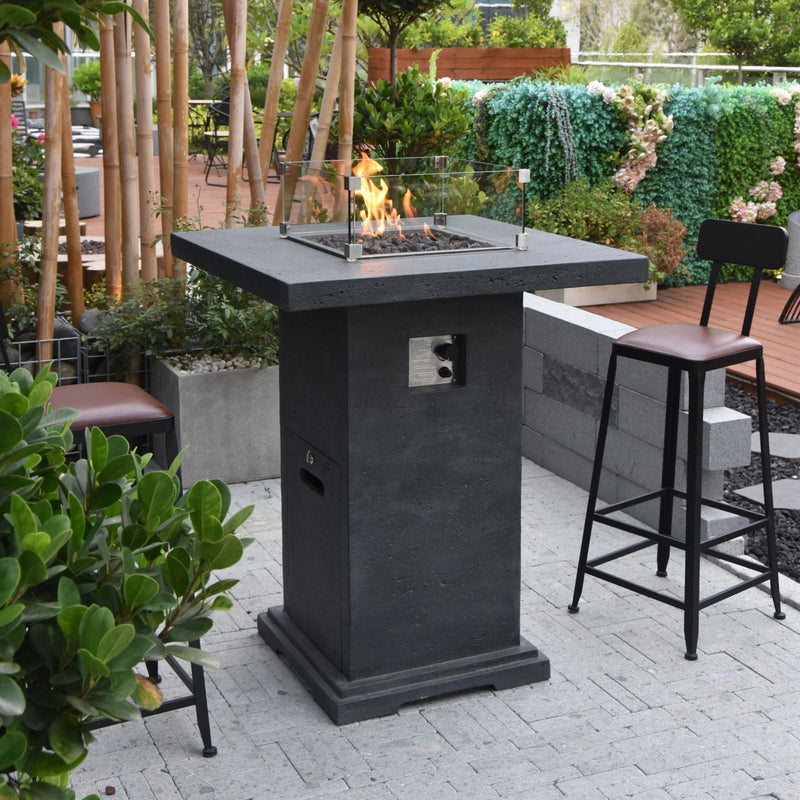 Elementi Montreal 34 in. x 34 in. Square Concrete Liquid Propane Fire Pit OFG221