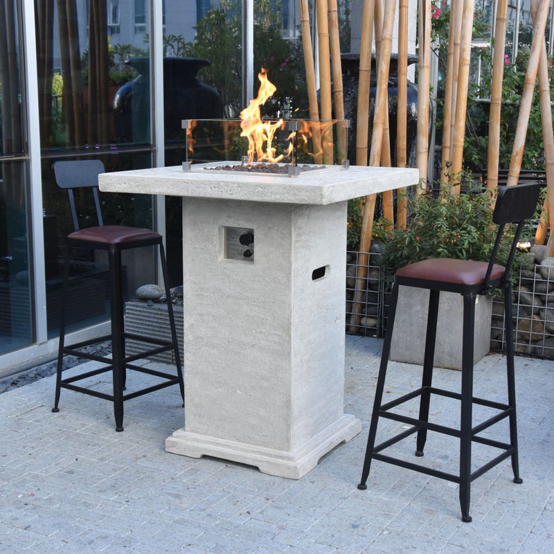 Elementi Montreal 34 in. x 34 in. Square Concrete Liquid Propane Fire Pit OFG221