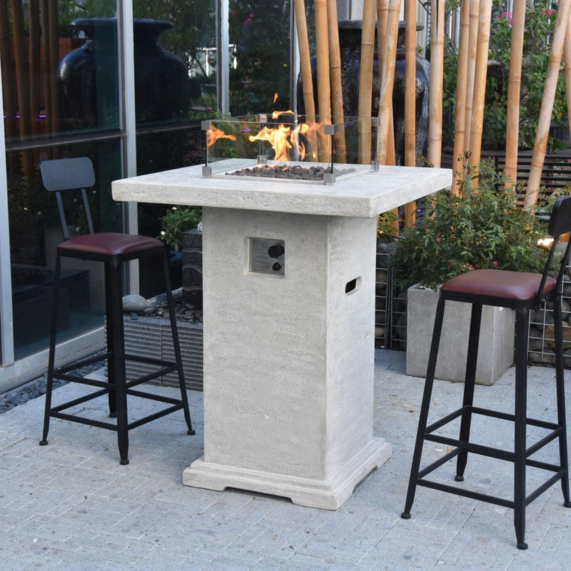 Elementi Montreal 34 in. x 34 in. Square Concrete Liquid Propane Fire Pit OFG221