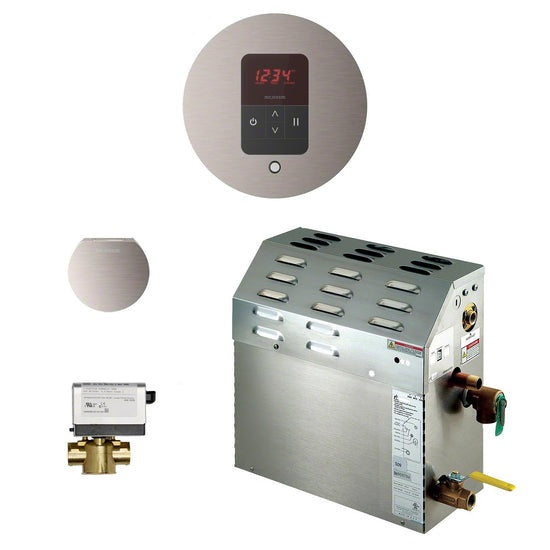 Mr Steam 7.5kW Steam Bath Shower Generator Package - Round - Brushed Nickel - 225C1ATRDBN