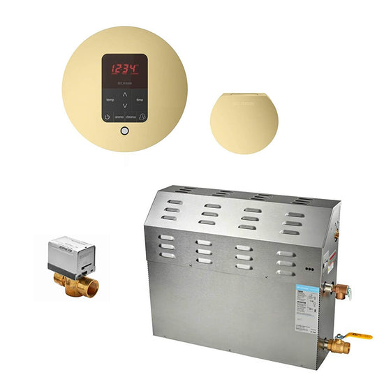 Mr Steam 9kw Steam Bath Generator Package - Round - Satin Brass - 400c1atrdsb