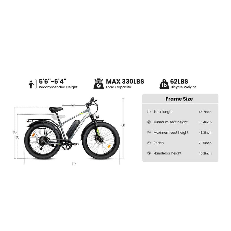 Performer 2024 Mukkpet SUBURBAN 750W 48V 15Ah Fat Tire Electric Mountain Bike SUB-2603