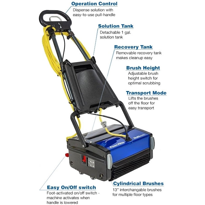 Powr-Flite Pfmw14, Floor Scrubber, 14", 1 Gallon, Electric, Cylindrical, Forward and Reverse - POW-PFMW14