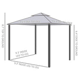 Outsunny 9.6' x 9.6' Patio Gazebo Outdoor Pavilion 2 Tier Roof Canopy - 84C-133GY