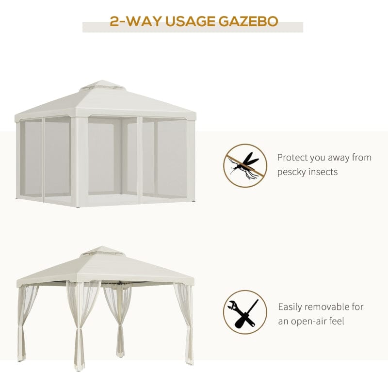 Outsunny 10' x 10' Patio Gazebo Outdoor Canopy - 84C-133CW