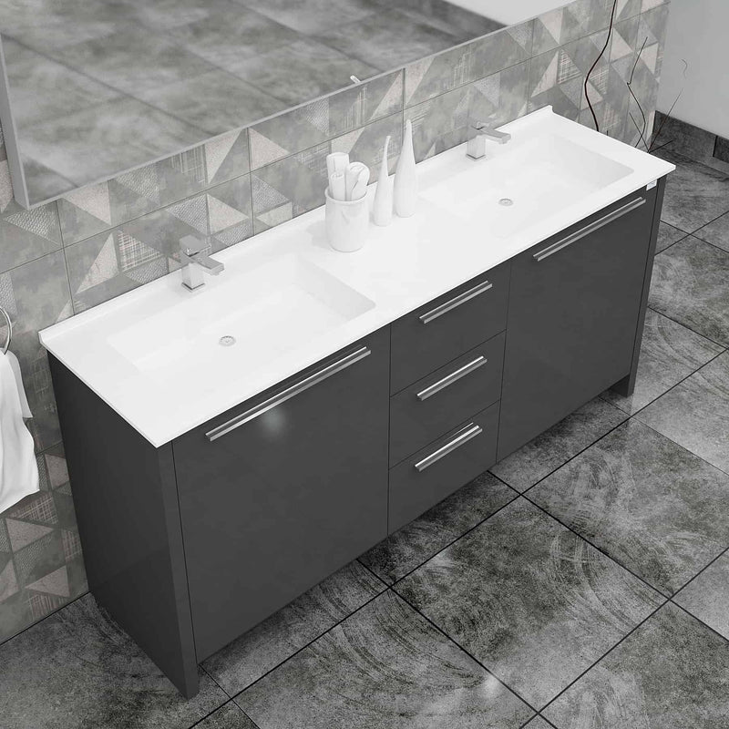 Casa Mare Nona 60" Glossy Gray Bathroom Vanity and Sink Combo - Nona152GG-60-MSC-S