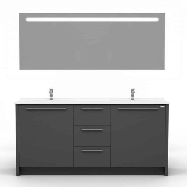 Casa Mare Nona 60" Glossy Gray Bathroom Vanity and Sink Combo - Nona152GG-60-MSC-S