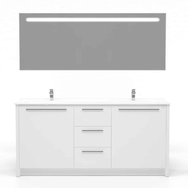 Casa Mare Nona 60" Glossy White Double Sink Vanity and Sink Combo - Nona152GW-60-MSC-S