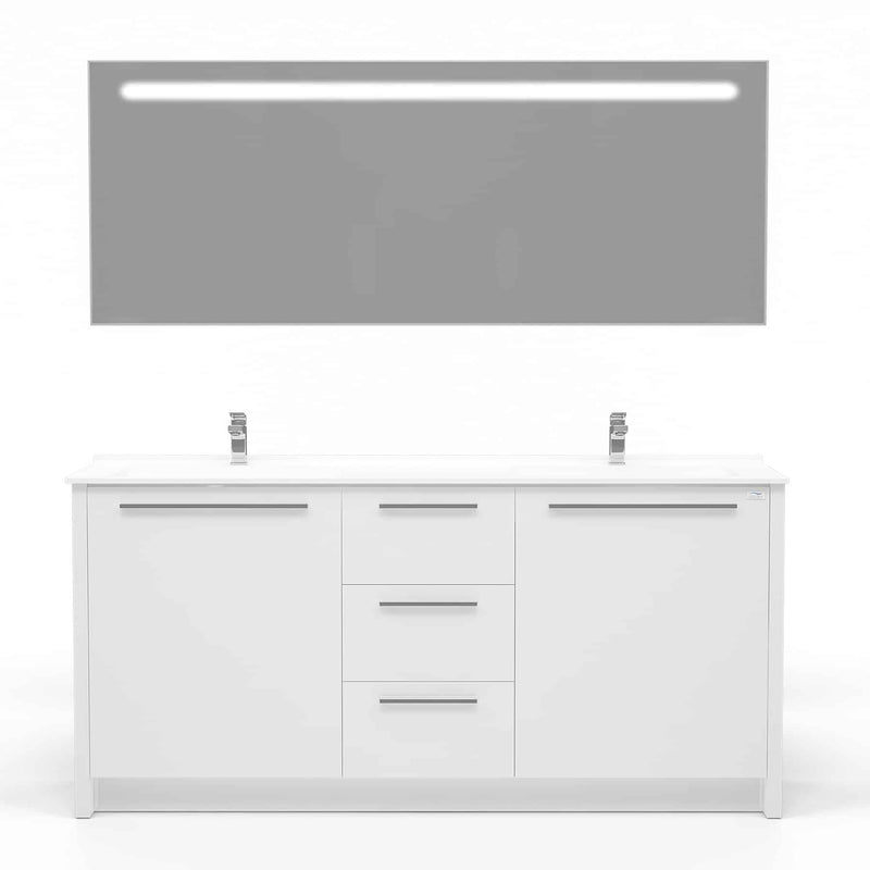 Casa Mare Nona 71" Glossy White Double Sink Vanity and Sink Combo - Nona180GW-71-S