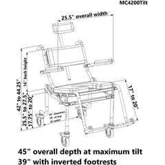 Nuprodx Multichair Wheeled Shower and Commode Chair with Tilt-In-Space - Mc4200tilt