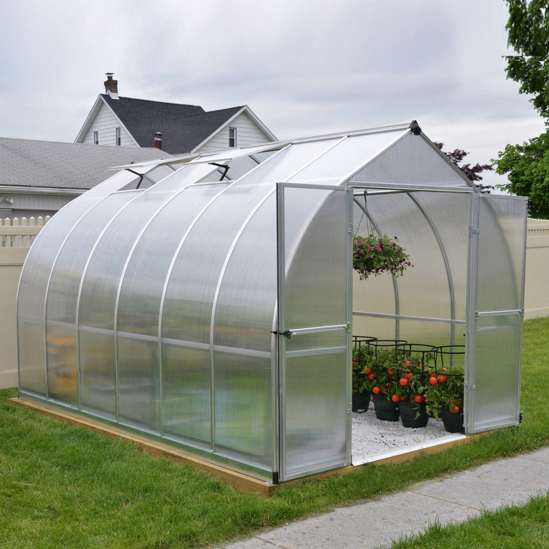 Garden Igloo Palram Canopia Bella Greenhouse 8 Ft Wide - Silver With 6mm Twin-wall Poly-carbonate Glazing