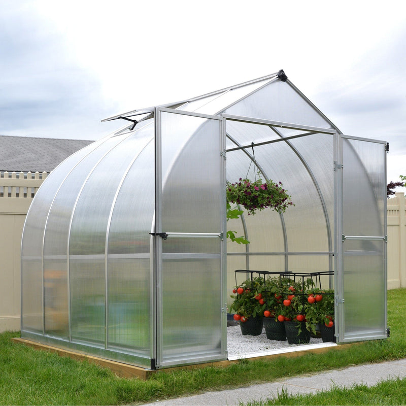 Garden Igloo Palram Canopia Bella Greenhouse 8 Ft Wide - Silver With 6mm Twin-wall Poly-carbonate Glazing