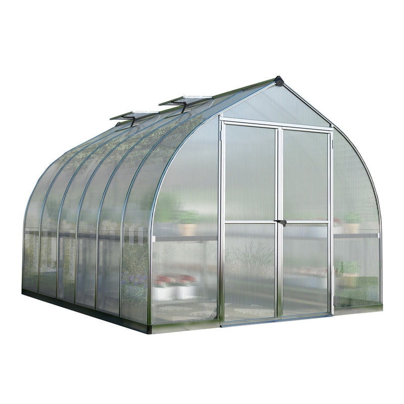 Garden Igloo Palram Canopia Bella Greenhouse 8 Ft Wide - Silver With 6mm Twin-wall Poly-carbonate Glazing