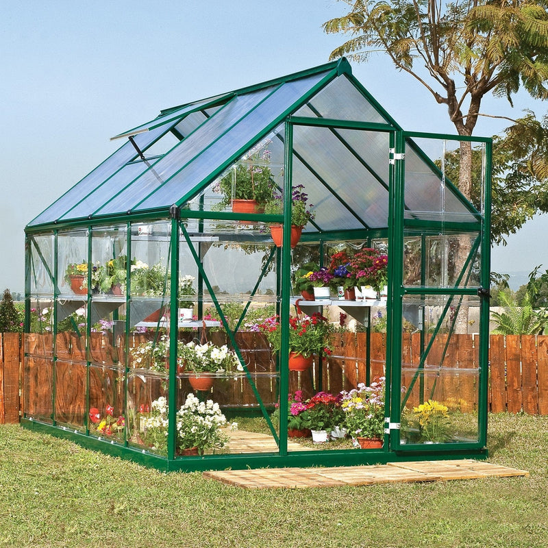 Garden Igloo Palram Canopia 6X8 ft Hybrid Greenhouse Kit - Green With 0.8mm Poly-carbonate Glazing HG5508G-1B