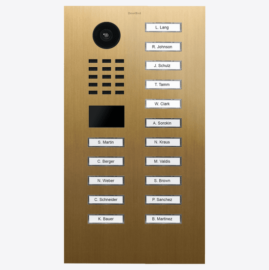 DoorBird D2116V IP Video Door Station, 16 Call Buttons in Gold - 423909915