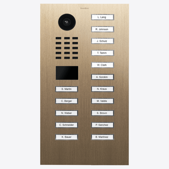 DoorBird D2116V IP Video Door Station, 16 Call Buttons in Real Burnished Brass - 423909939