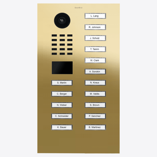 DoorBird D2116V IP Video Door Station, 16 Call Buttons in Brass - 423909946